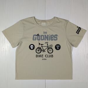 The Goonies Women’s XL Beige T-Shirt – Bike Club Graphic Tee Short Sleeve Retro